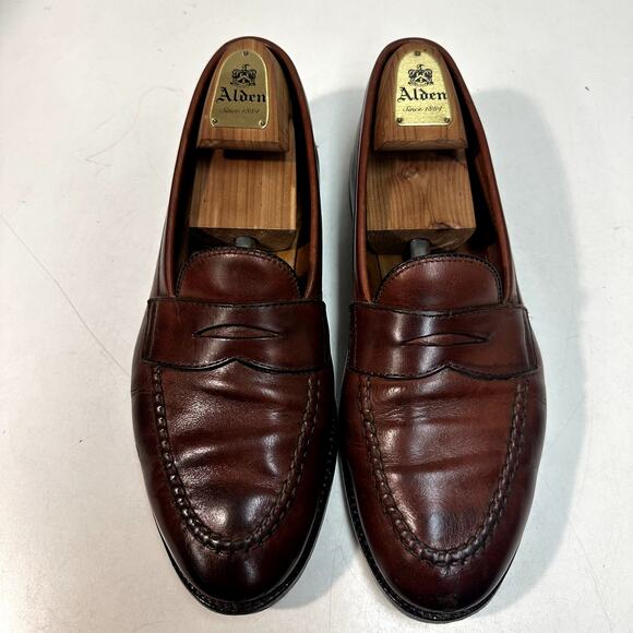 NEW HEELS Alden x Brooks Bros. Leisure Handsewn LHS Brown Calf Penny Loafer 10.5 - Picture 1 of 14